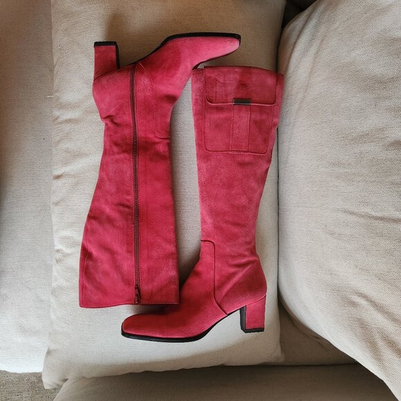 YSL Vibrant Pink Knee-High Suede Boots – US 7.5 - Picture 3 of 15